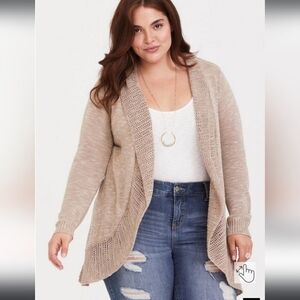 Torrid Sweater Cardigan - Open Stitch Curve Hem, size 3